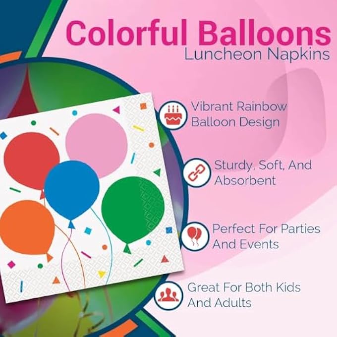 74752 CLASSIC LUNCHEON NAPKINS | COLORFUL BALLOONS THEME - Image 4